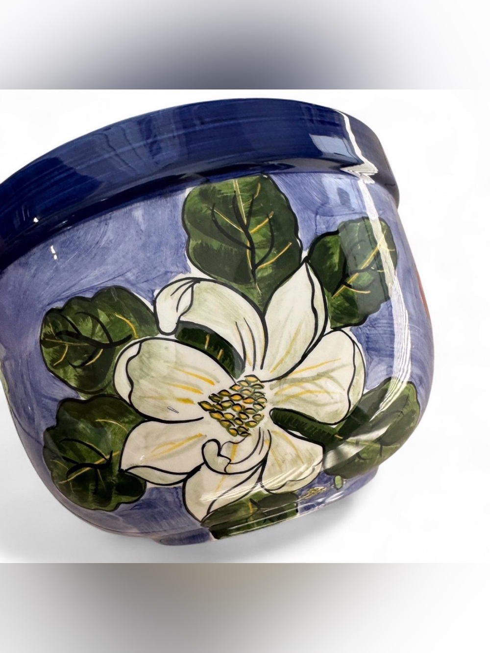 Vintage Inspirado Hand-Painted Ceramic Magnolia bowl or planter